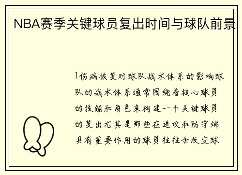 NBA赛季关键球员复出时间与球队前景